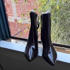 Zara Glossy Black Heeled Boots